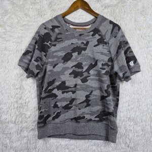 Champion Todd Snyder Mens Gray Camo Short Sleeve Sweatshirt Medium Heritage